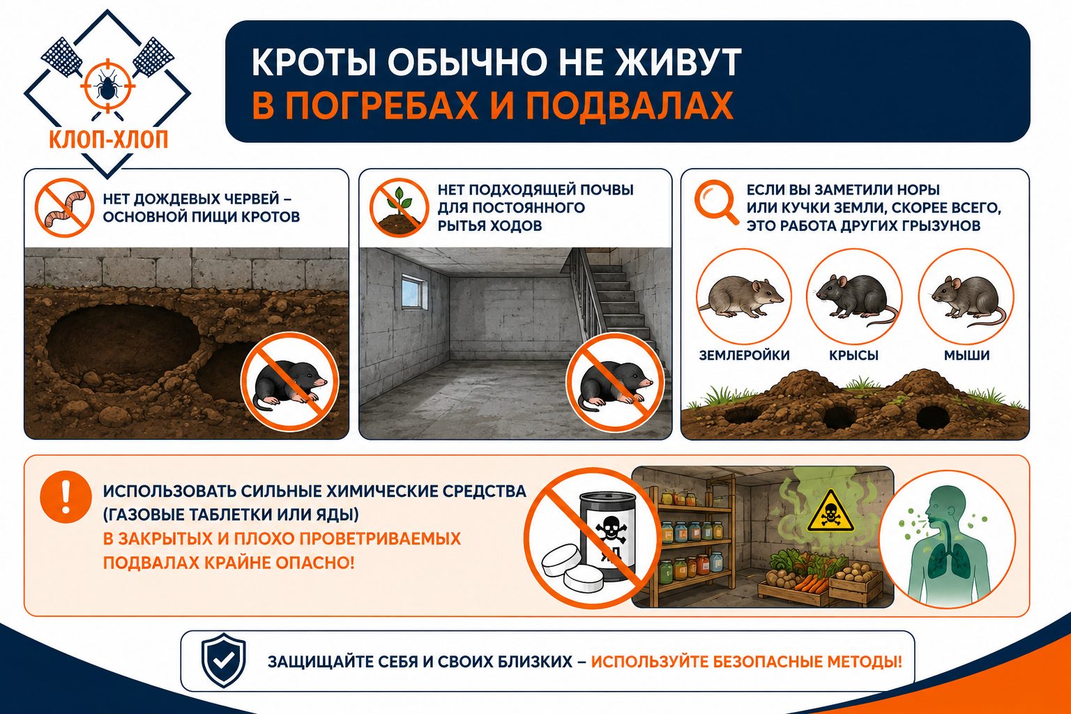Химические препараты для борьбы с кротами в погребе