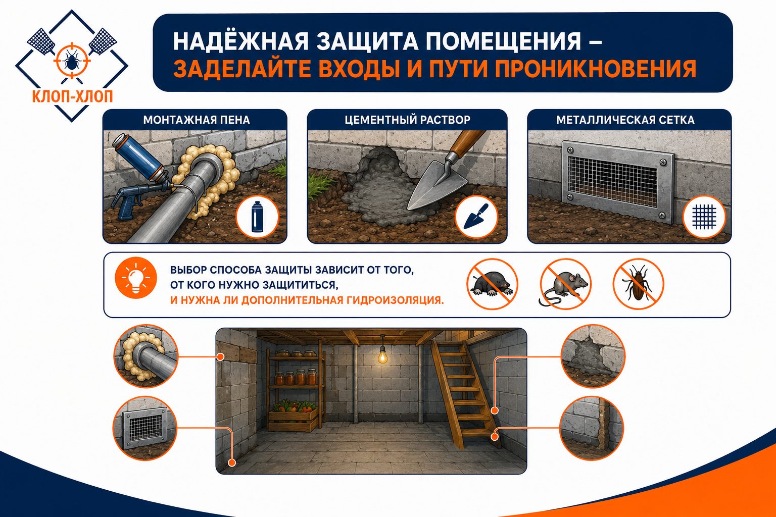 Как заделать входы и перекрыть пути проникновения