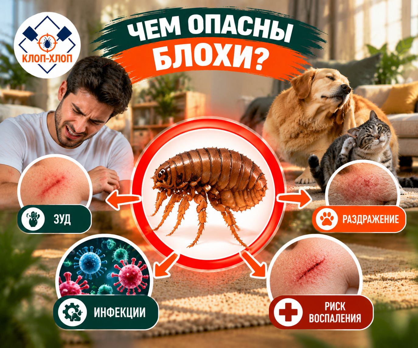 Опасность и вред от блох
