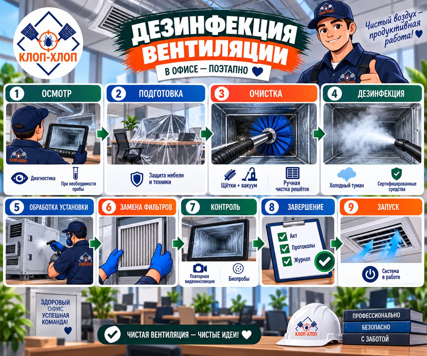 Как проходит работа по очистке вентиляции: шаг за шагом