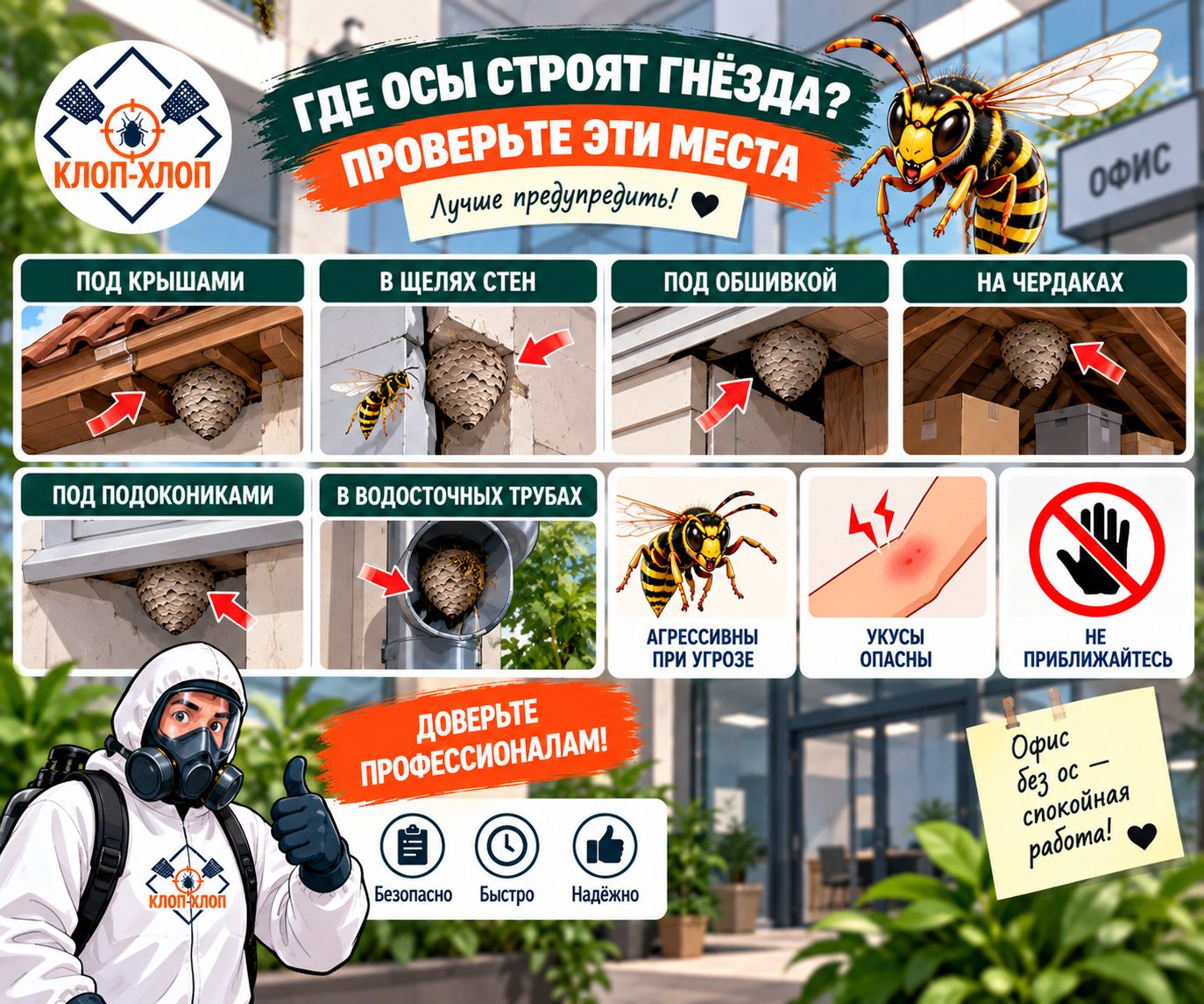 обнаружьте месторасположение осиного гнезда