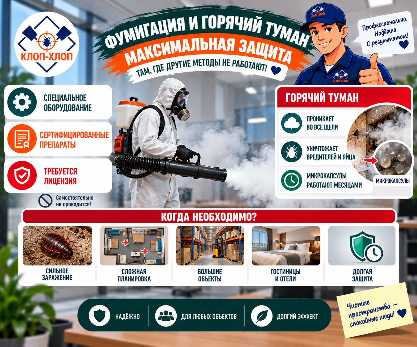 Профессиональная фумигация и горячий туман