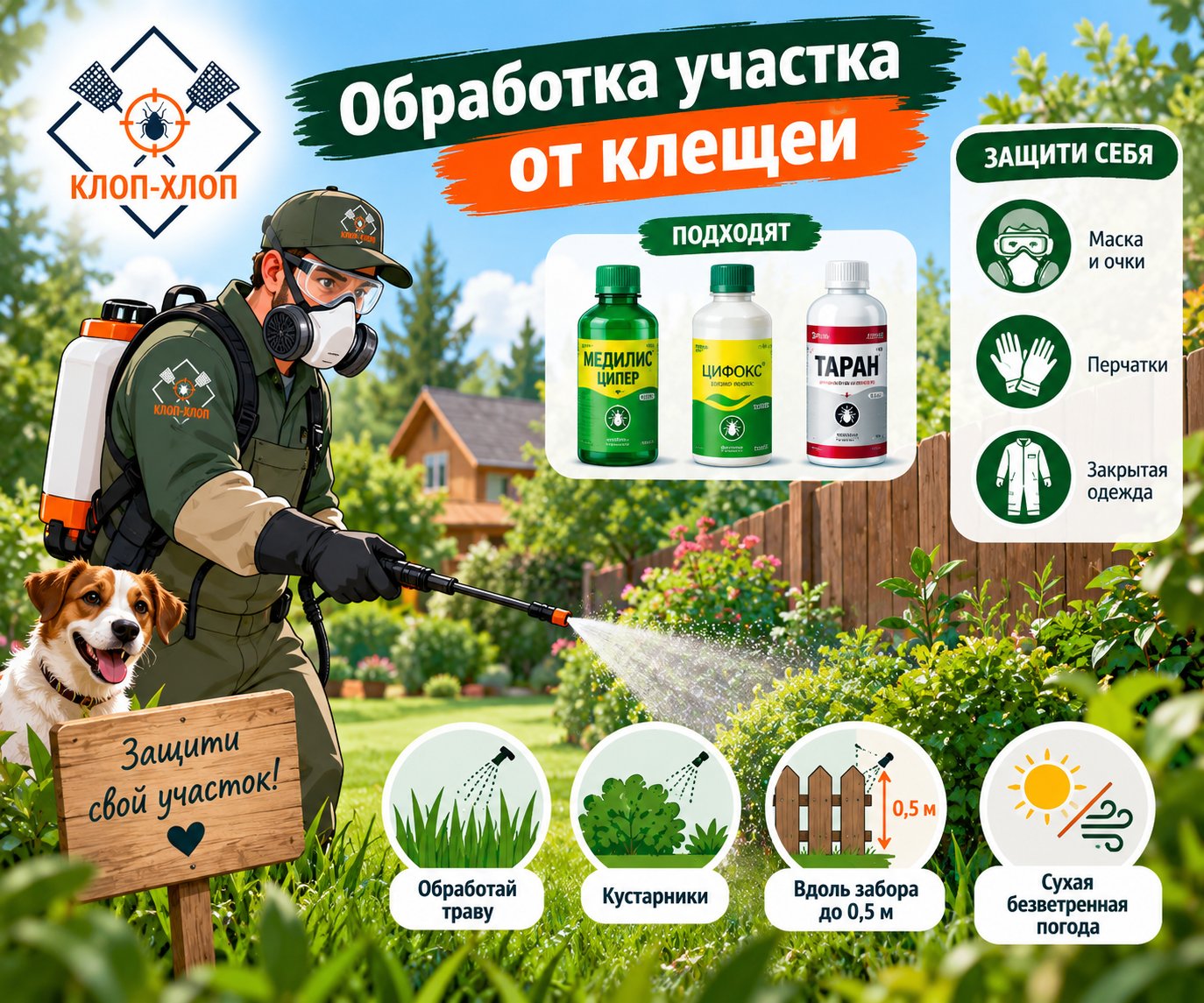 Акарицидная обработка участка своими руками: препараты и инструкция