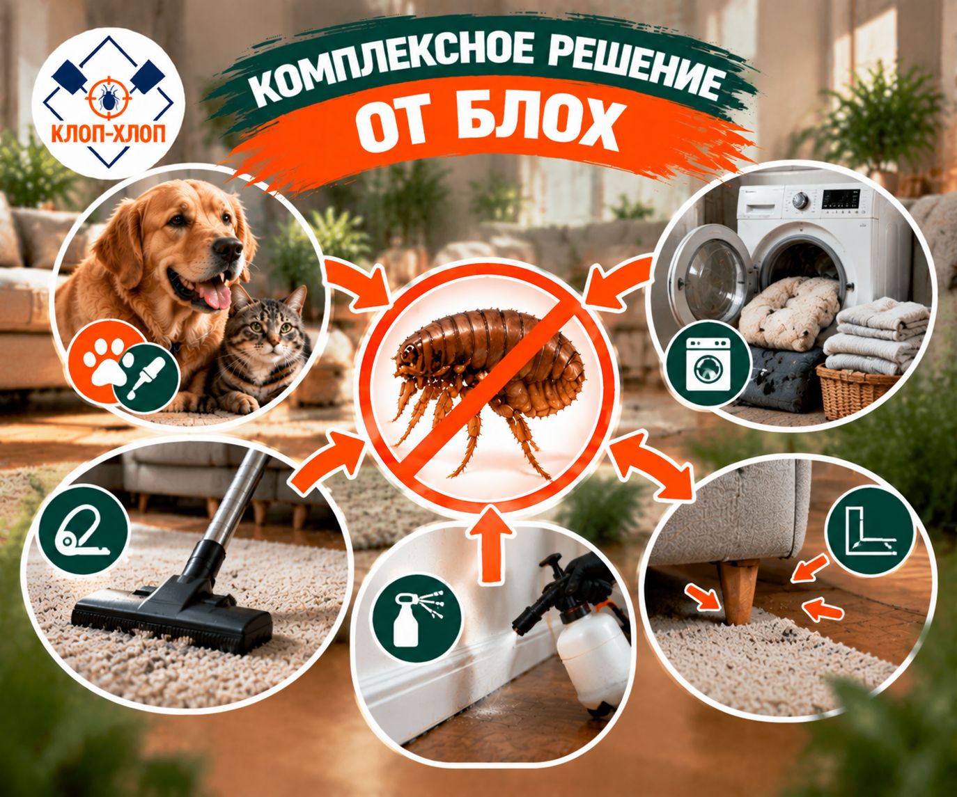 Уничтожение блох в квартире с домашними животными