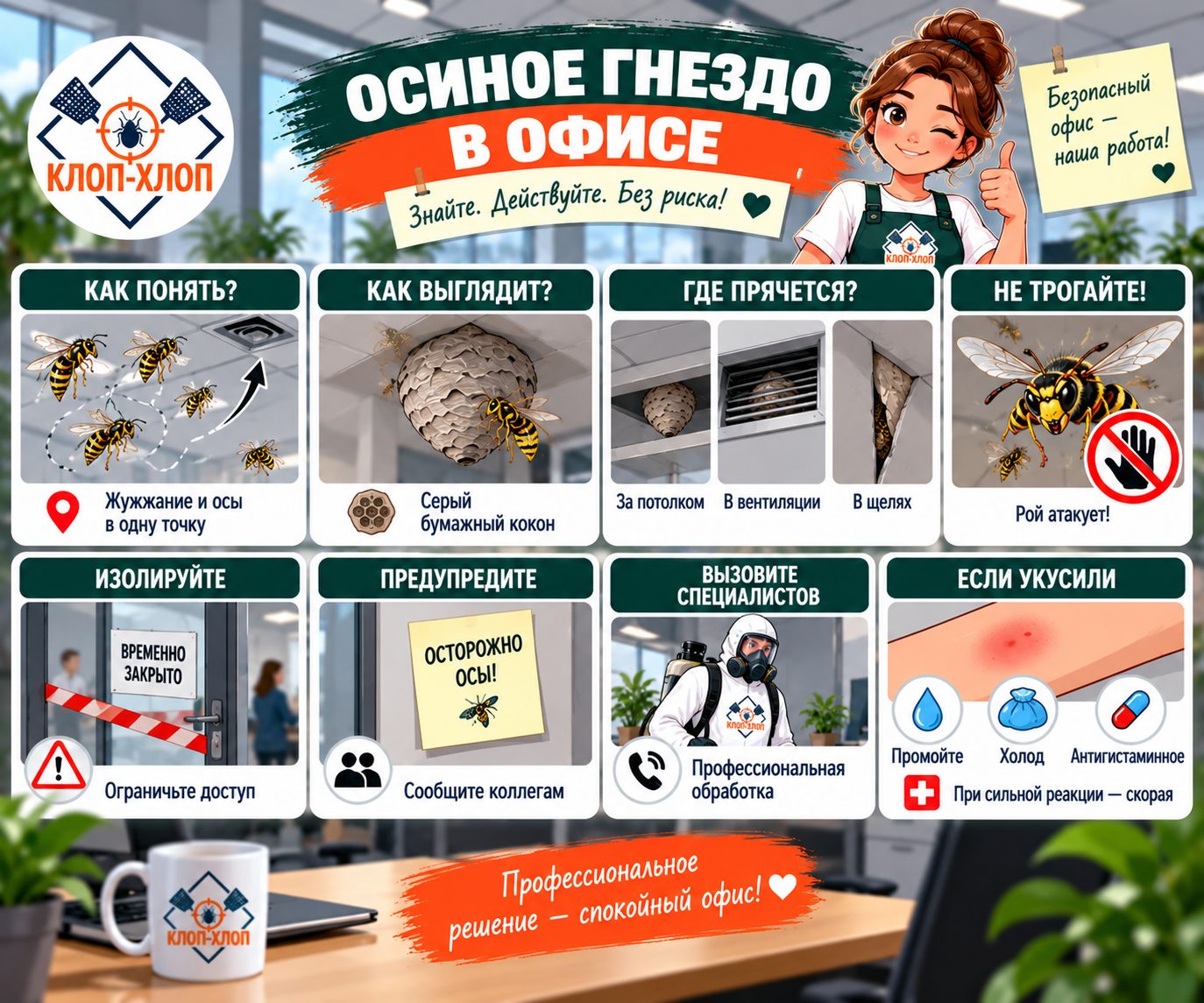 Как распознать осиное гнездо в офисе: признаки, места и первые действия