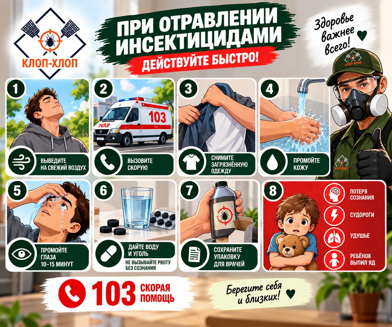 Первая помощь при отравлении инсектицидами