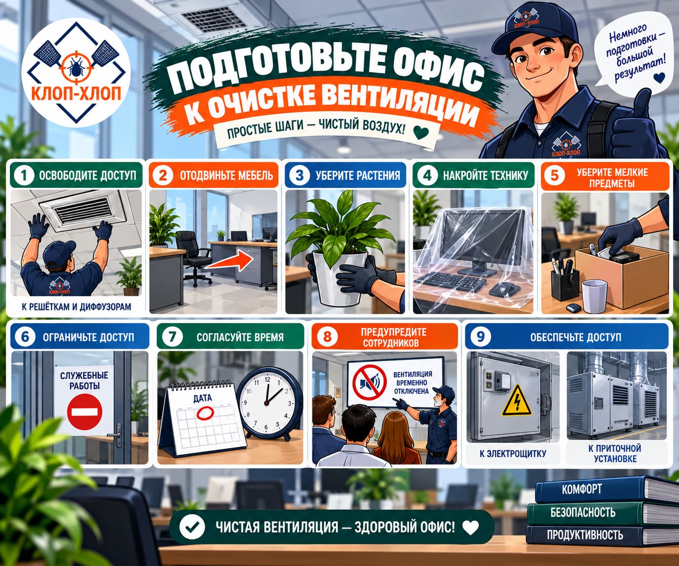 Готовим помещение к обработке вентиляции