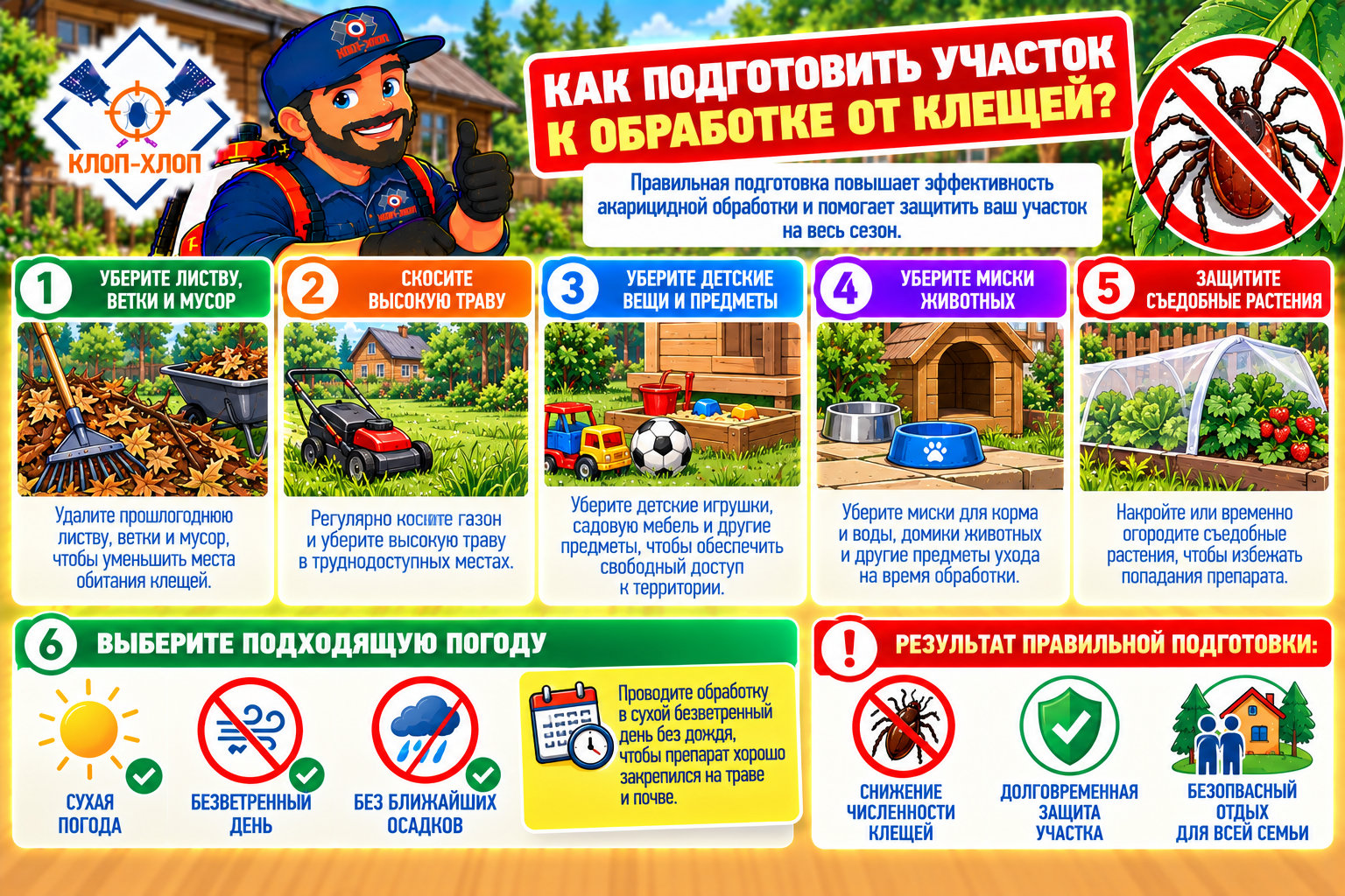 что сделать перед обработкой участка от клещей