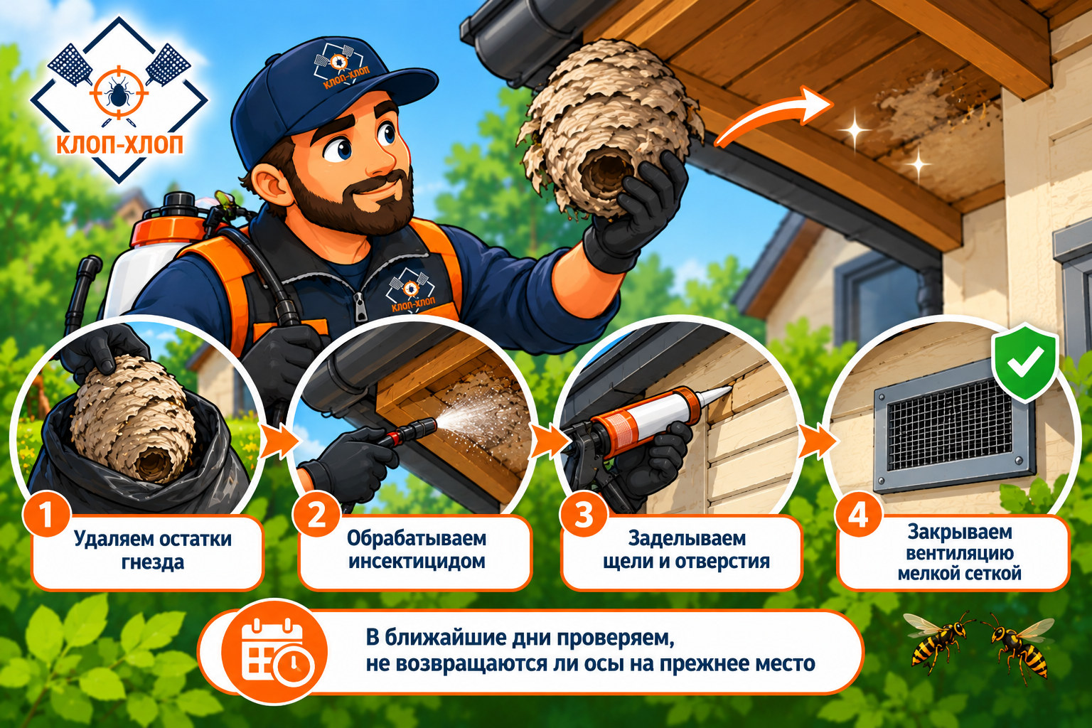 Что делать после уничтожения осиного гнезда?