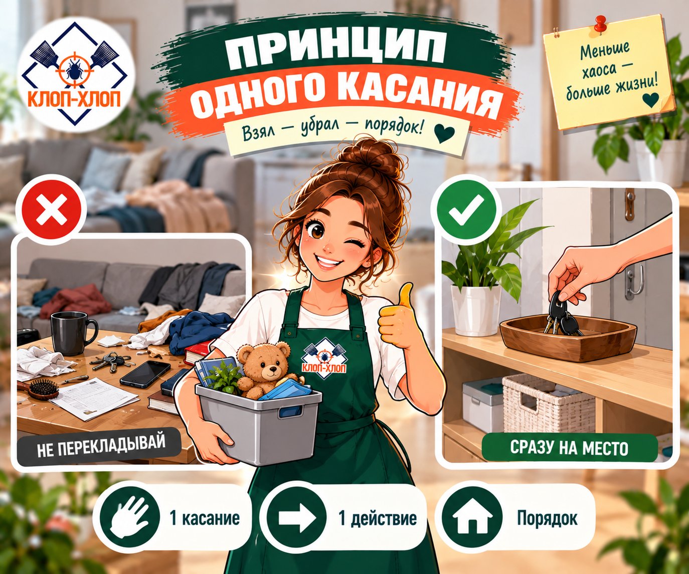Организация хранения и избавление от хлама: принцип &laquo;одного касания&raquo;