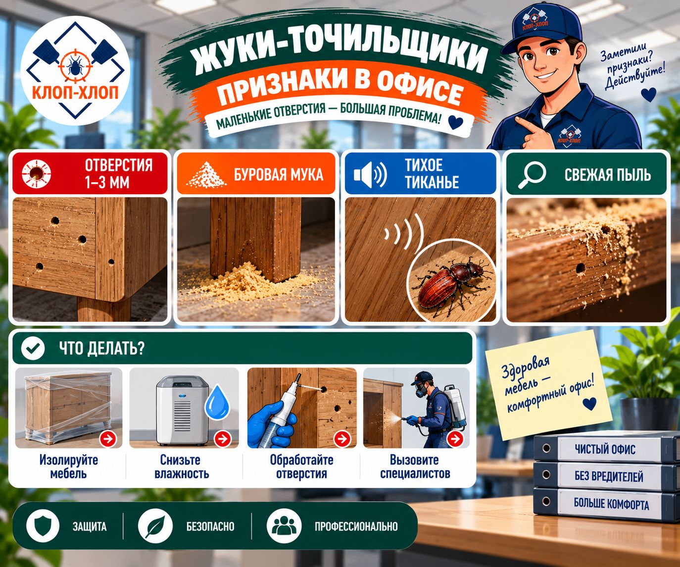 Что такое древоточец и как он попадает в офисную мебель