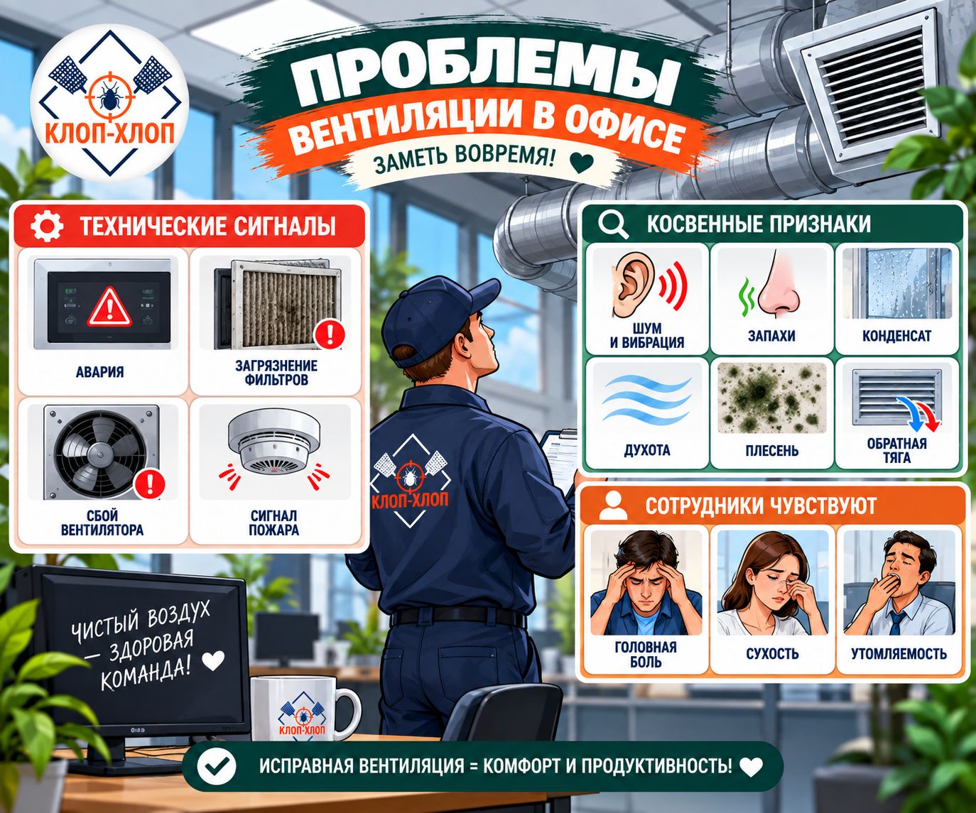 Тревожные сигналы офисной вентиляции
