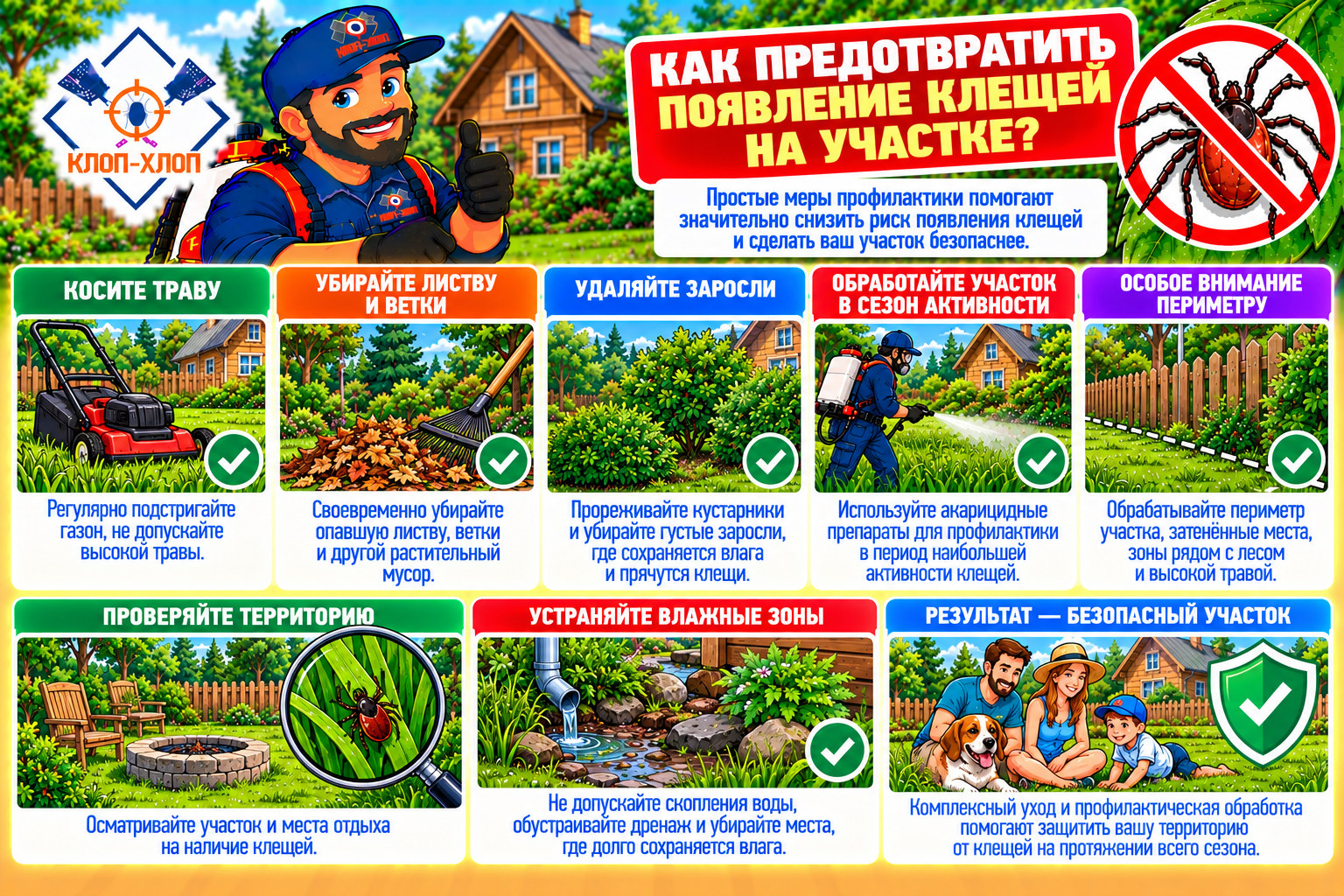 Профилактика от клещей на участке