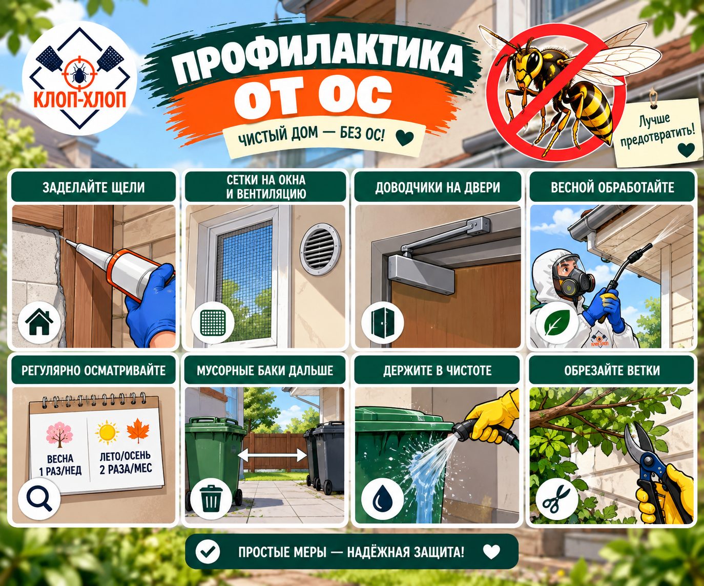 Профилактика повторного появления ос в офисе: барьеры и регулярные осмотры