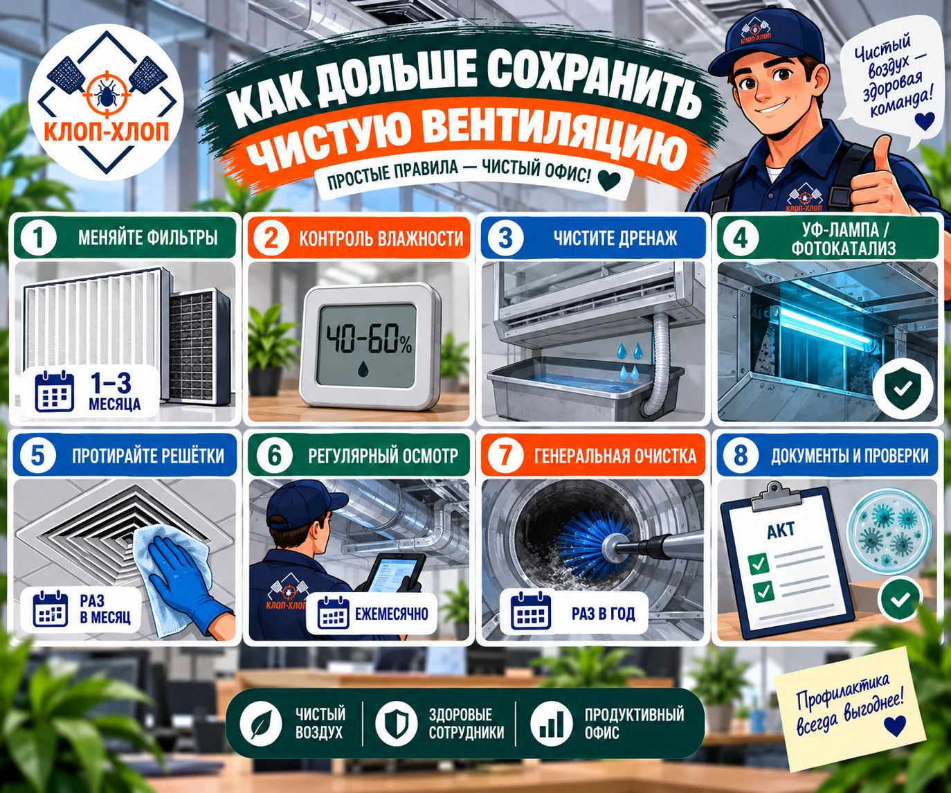 Как сохранить результат после очистки вентиляции в офисе