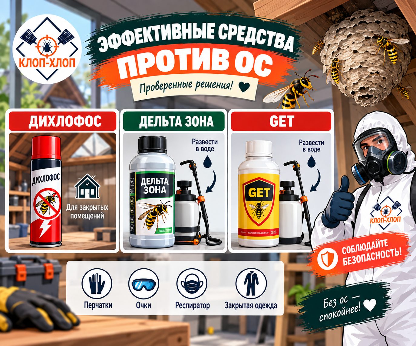 убиваем отдельных особей ос