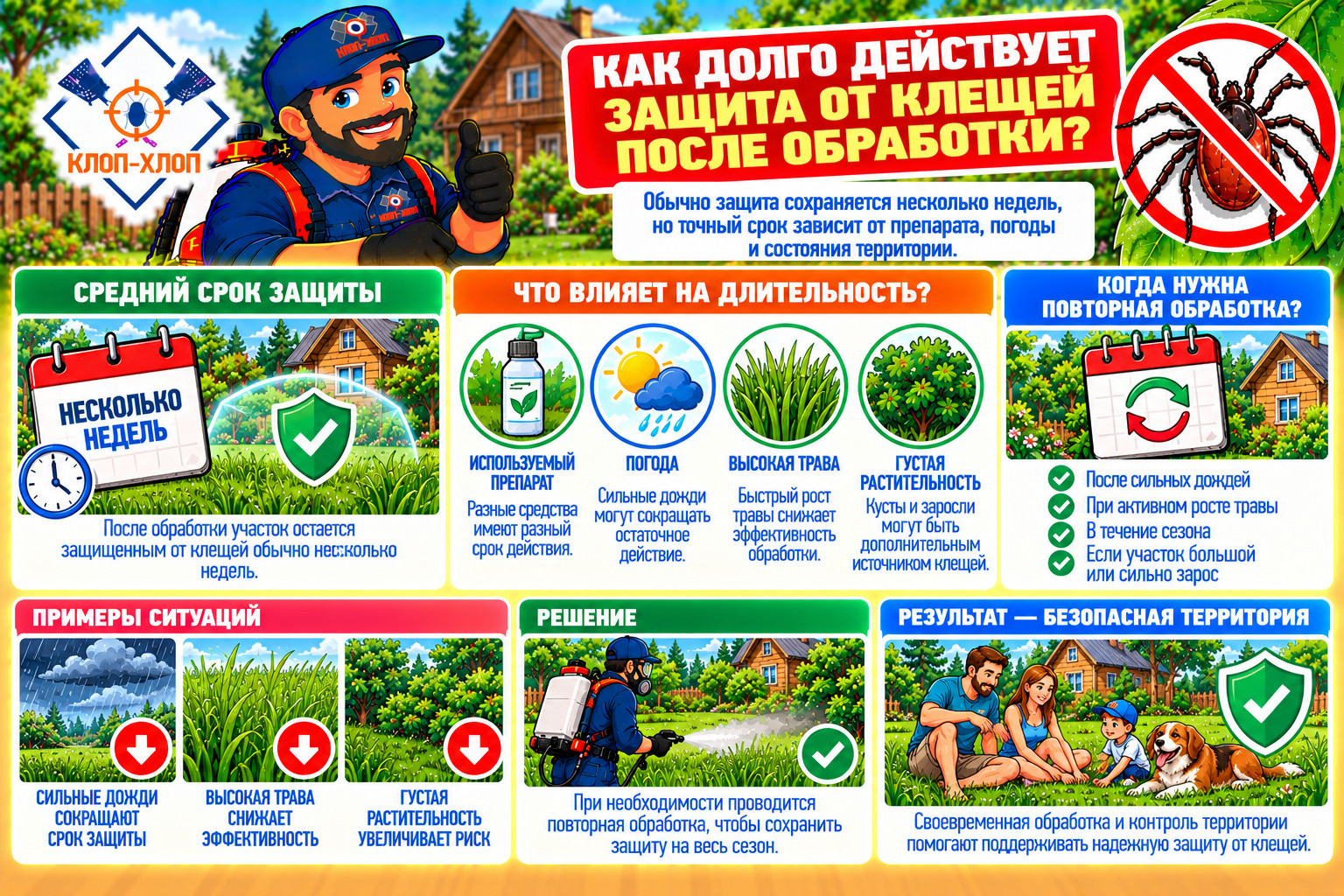 Сколько держится защита от клещей?
