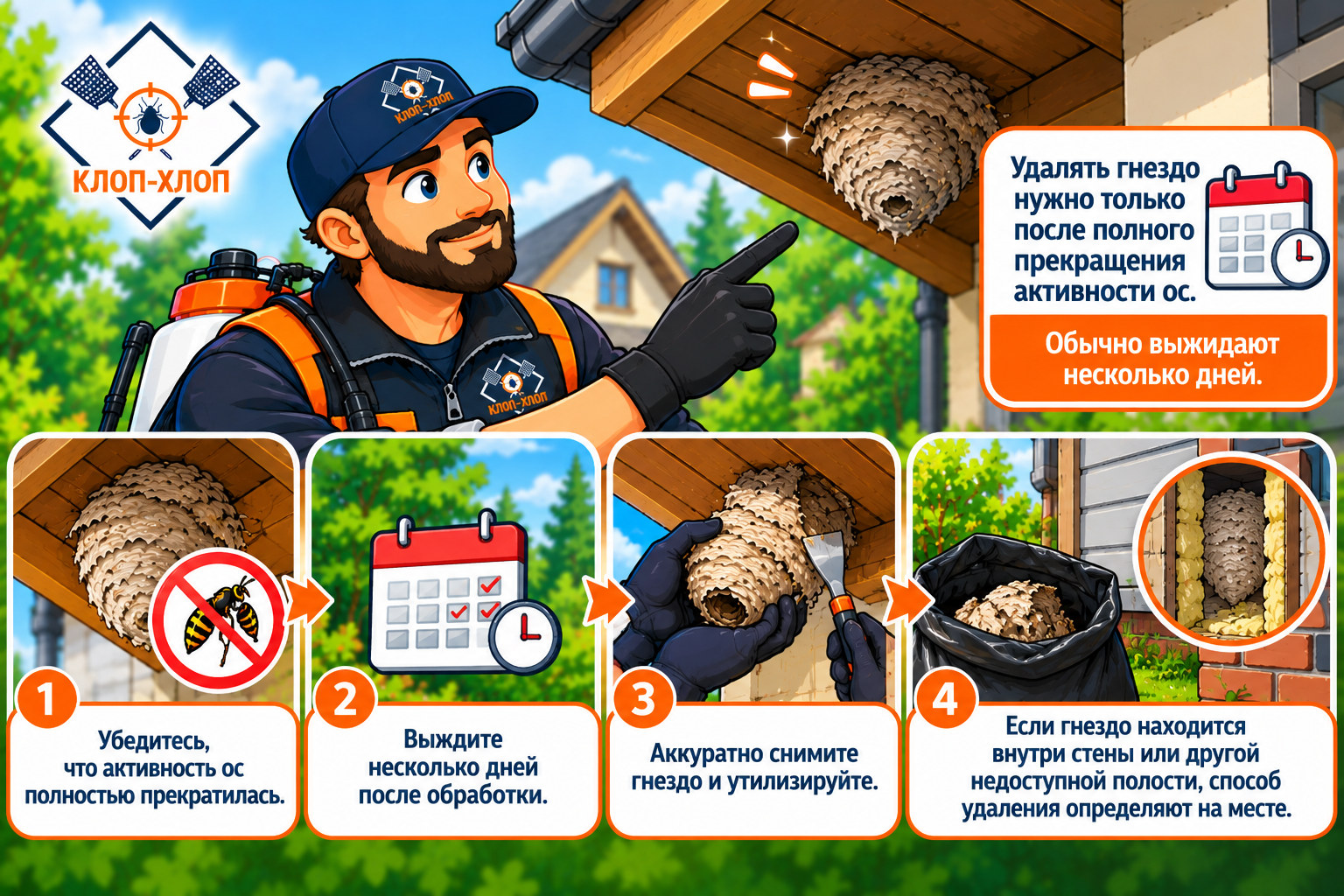 Нужно ли удалять осиное гнездо после обработки?