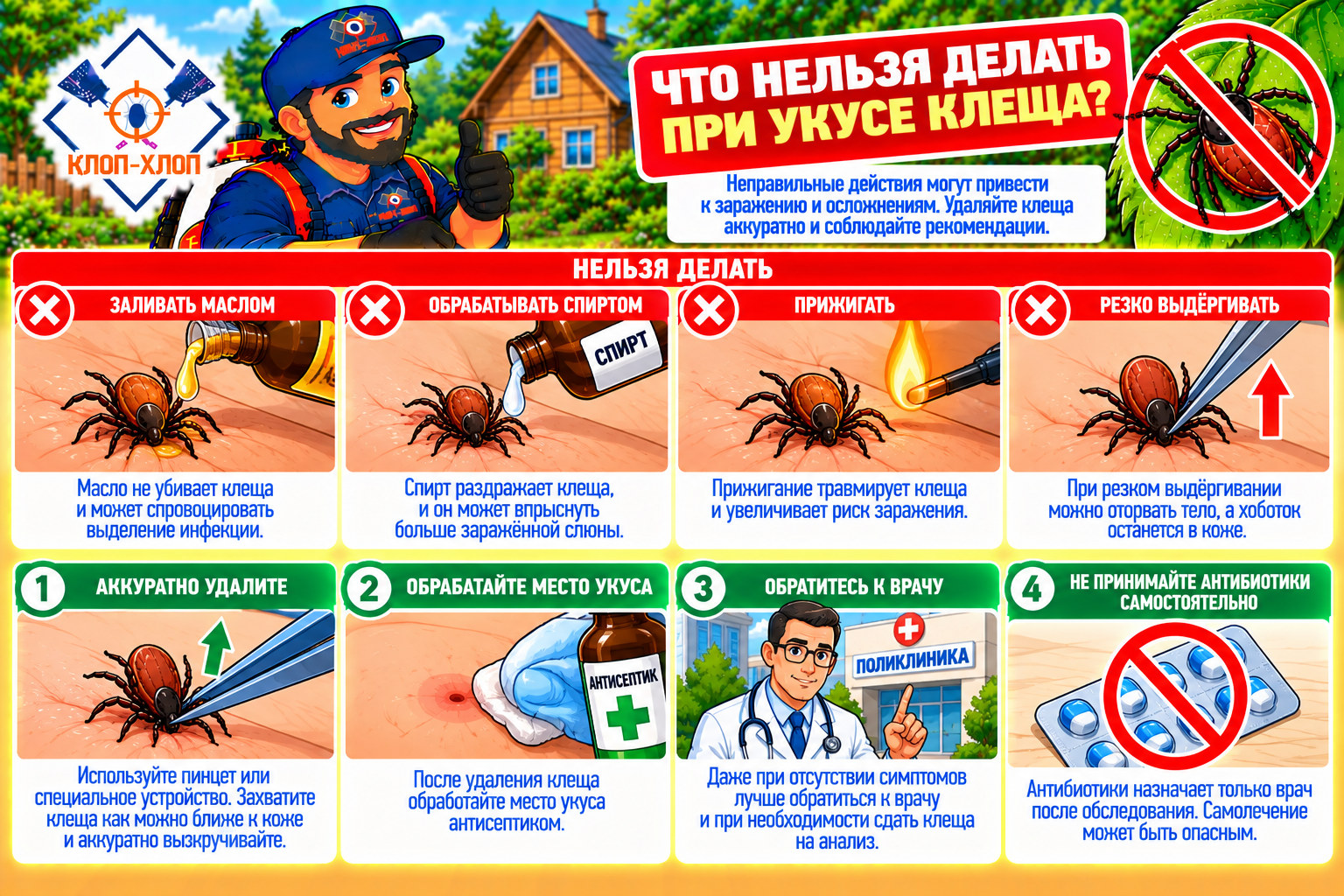 Чего нельзя делать, если укусил клещ в Москве?