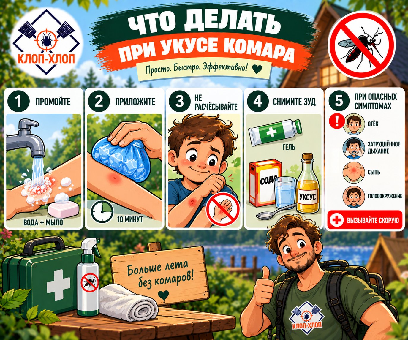 Первая помощь после укуса комаров