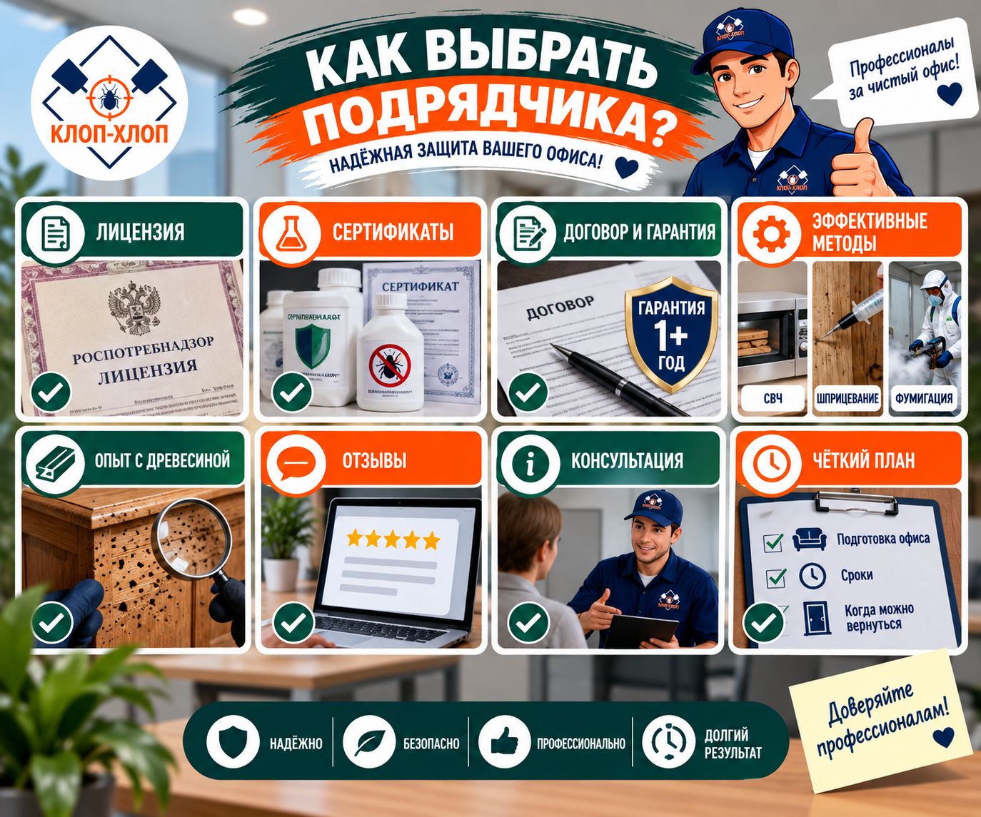 Как выбрать подрядчика для обработки офисной мебели от древоточца