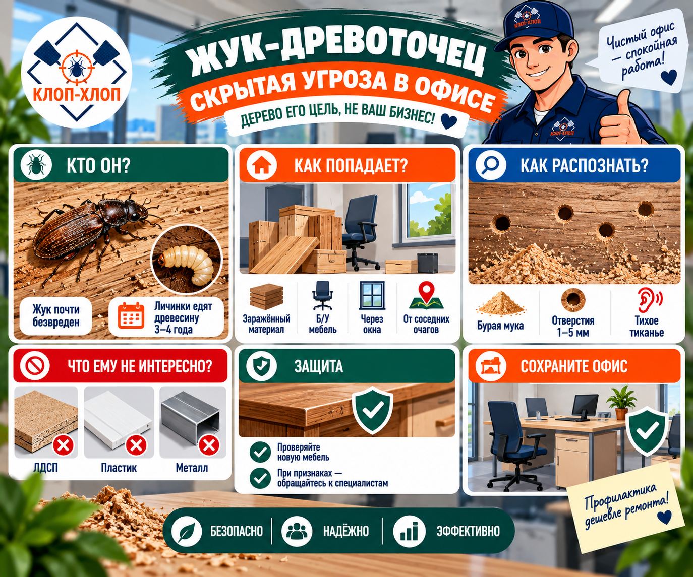 Что такое древоточец и как он попадает в офисную мебель?