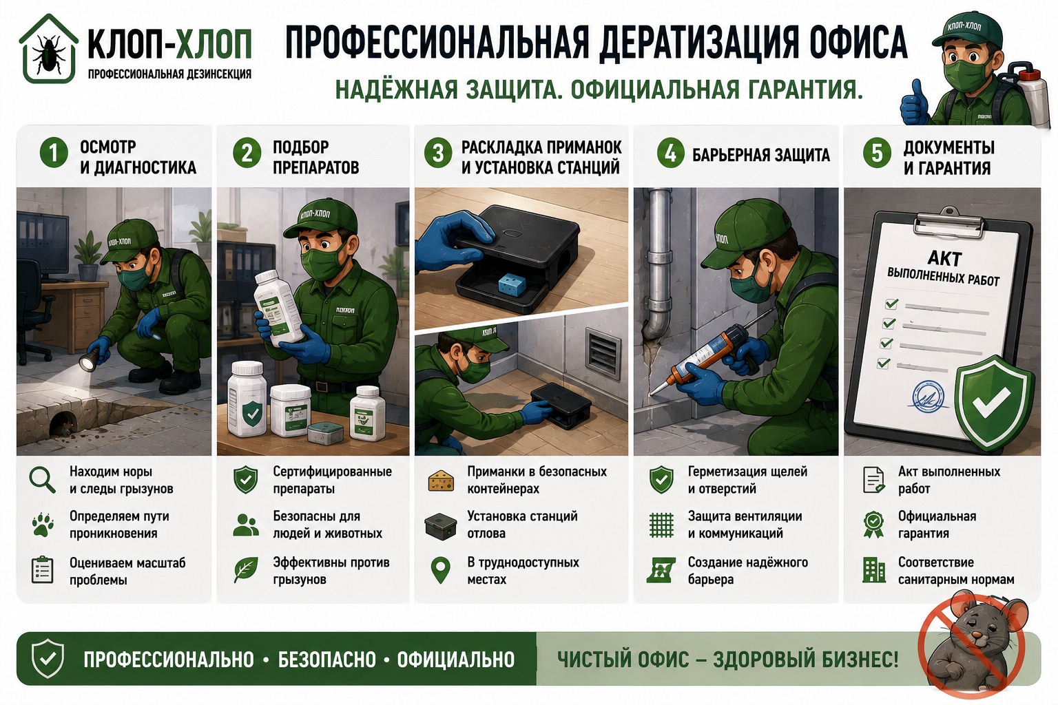 Профессиональная дератизация от мышей в офисном помещении