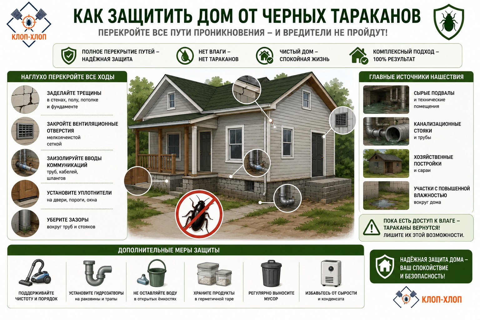 Как перекрыть пути проникновения черных тараканов в дом?